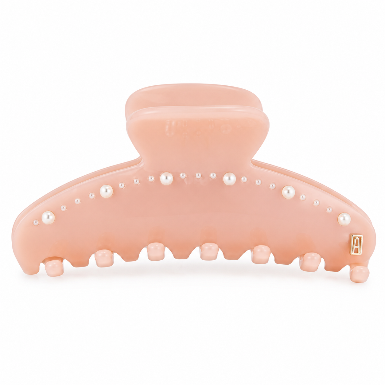 Elegant Pastel Pink Hair Claw Clip with Pearls – Large Pearl & Rhinestone Non-Slip Jaw Clip