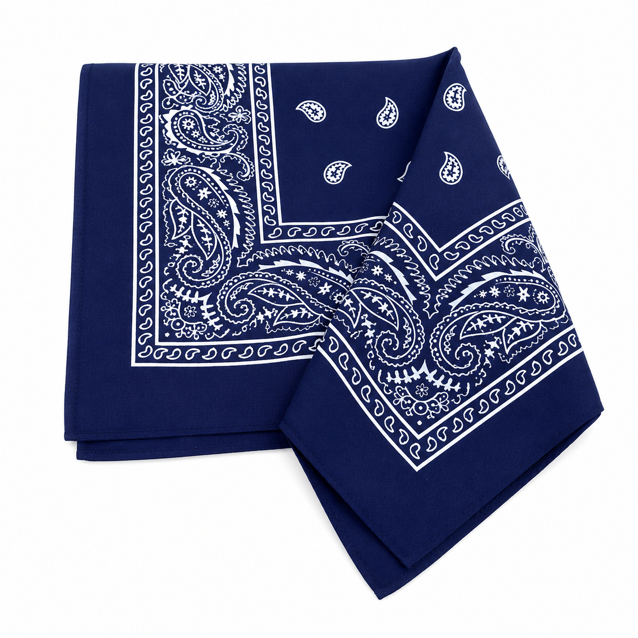 Classic Unisex Paisley Cotton Bandana – Dark Blue Headwrap & Pocket Square