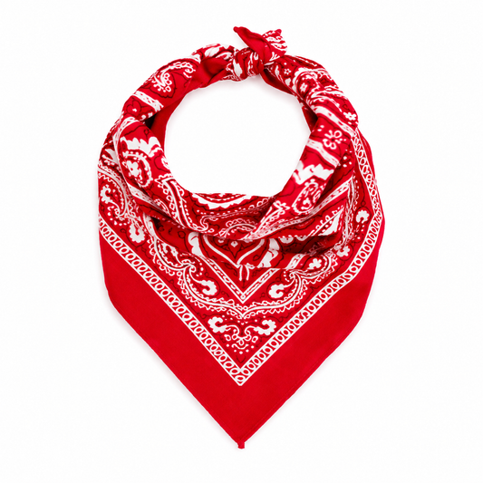 Classic Red Paisley Cotton Bandana – Unisex Western Style Headwrap & Neck Scarf