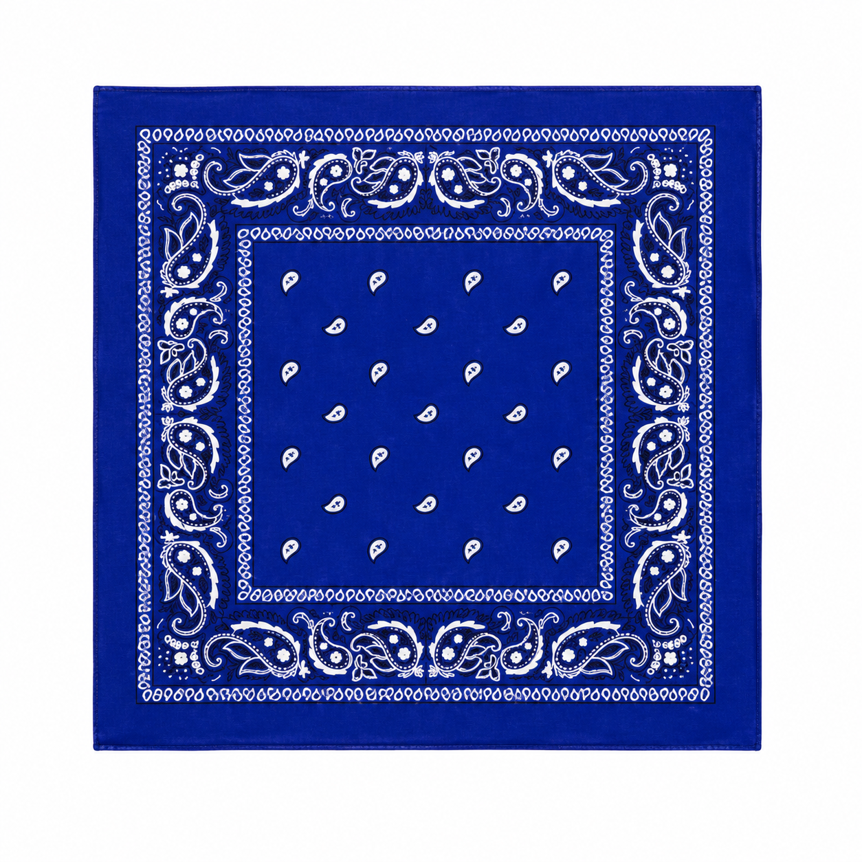 Classic Royal Blue Paisley Cotton Bandana – Unisex Headwrap & Fashion Pocket Square