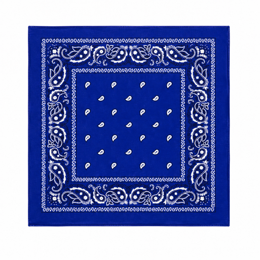 Classic Royal Blue Paisley Cotton Bandana – Unisex Headwrap & Fashion Pocket Square