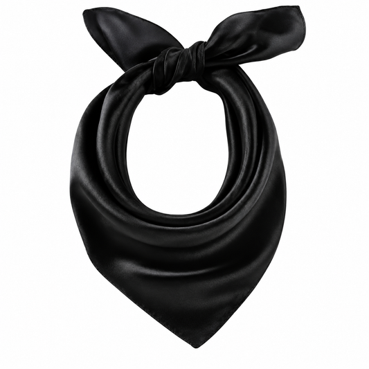 Elegant Solid Black Satin Silk Bandana – Multipurpose Hair Scarf & Neck Wrap